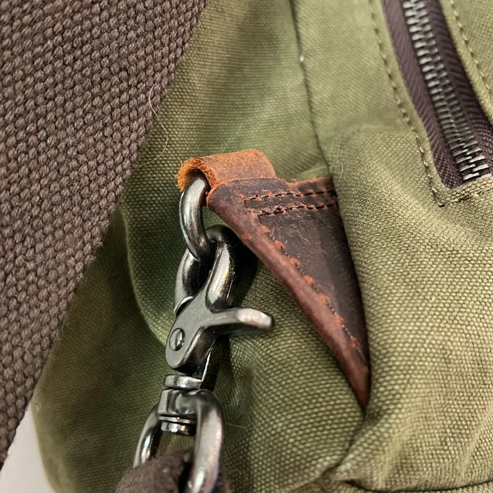 Olive Green Canvas Backpack - Classic,‎ 11x4” depth